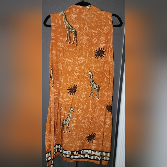 DeeDee's Vintage Orange Giraffe Print Sleeveless Dress - Picture 2 of 4